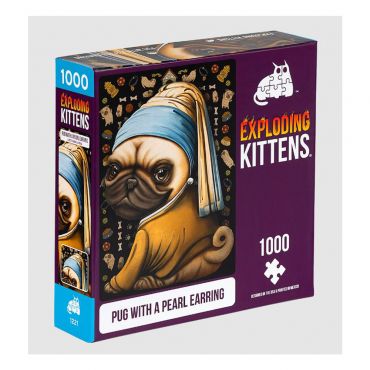爆炸貓1000片拼圖: 戴珍珠耳環的巴哥犬 英文版 Exploding Kittens 1000 Piece Puzzle Pug With A Pearl Earring