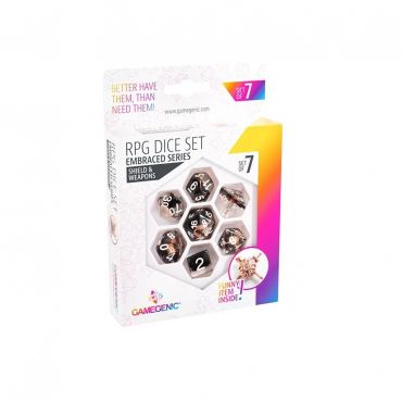 琥珀系列 劍與盾 RPG骰子7入組 EMBRACED SERIES - SHIELD & WEAPONS - RPG DICE SET (7PCS)