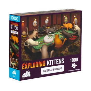 爆炸貓1000片拼圖: 賭桌上的貓 英文版 Exploding Kittens 1000 Piece Puzzle Cats Playing Craps