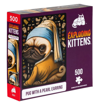 爆炸貓1000片拼圖: 戴珍珠耳環的巴哥犬 英文版 Exploding Kittens 1000 Piece Puzzle Pug With A Pearl Earring