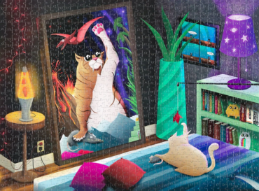 爆炸貓1000片拼圖: 鏡中貓咪 英文版 Exploding Kittens 1000 Piece Puzzle Cat In The Mirror